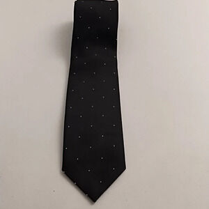 Wembley Silk Blend Tie Black with Tiny Ivory Dots